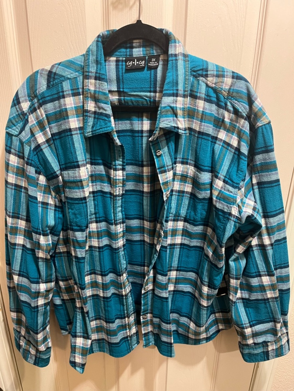 Teal Plaid Flannel Shirt Jacket